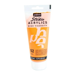 PEBEO HIGH VISCOSITY STUDIO ACRYLICS - DARK CADMIUM YELLOW HUE (52) - TUBE OF 100 ML