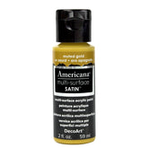 DECOART AMERICANA MULTI SURFACE SATIN ACRYLIC PAINT - 59 ML (2 OZ) - MUTED GOLD (516)
