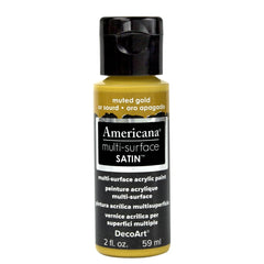 DECOART AMERICANA MULTI SURFACE SATIN ACRYLIC PAINT - 59 ML (2 OZ) - MUTED GOLD (516)