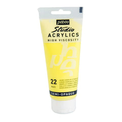 PEBEO HIGH VISCOSITY STUDIO ACRYLICS - LEMON CADMIUM YELLOW HUE (22) - TUBE OF 100 ML