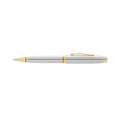 Cross A.T.Distinguished Century Ii Silhouette,Extremely Polished Chrome Barrel&23Kt Gold Appointment Coventry With Cross Signature Center Band Medium Point Ballpoint Pen,Great Gift For Any Occasion