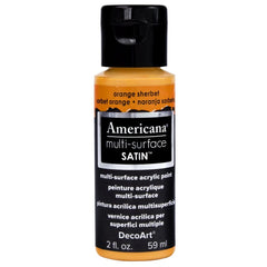 DECOART AMERICANA MULTI SURFACE SATIN ACRYLIC PAINT - 59 ML (2 OZ) - ORANGE SHERBET (510)