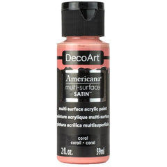 DECOART AMERICANA MULTI SURFACE SATIN ACRYLIC PAINT - 59 ML (2 OZ) - CORAL (574)