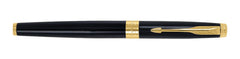 Parker Aster Gold Trim Roller Ball Pen | Body Color - Black | Ink Color - Blue