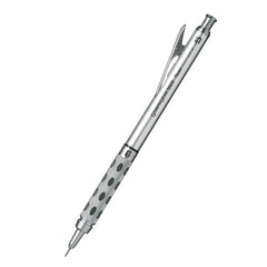 Pentel GraphGear 1000 0.5 Mm Mechanical Drafting Pencil | Metal Clip With Retractable Mechanism | Dual Metal & Rubber Grip | Pack Of 1 | Silver & Black (PG1015)