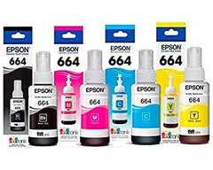 Epson All Colours (T6641-Black, T6642-Cyan, T6643-Magenta, T6644-Yellow) Ink Bottles 70 ml Each