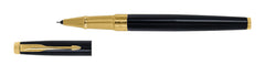Parker Aster Gold Trim Roller Ball Pen | Body Color - Black | Ink Color - Blue