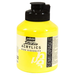 PEBEO HIGH VISCOSITY STUDIO ACRYLICS - LEMON CADMIUM YELLOW HUE (22) - JAR OF 500 ML