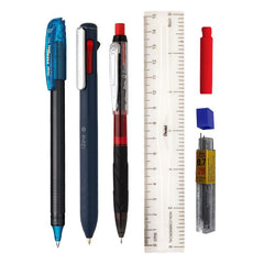 Pentel Regular Kit | Izee Click 4 in 1 Pen, Energel Gel Pen (0.7mm), Pentel 0.7mm 2B Mechanical Pencil | with 15cm Transparent Plastic Ruler and 2B Lead | Pack of 1
