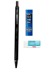 Pentel Energize PL445 0.5mm Mechanical Pencil, Textured Grip, Black Body with Lead Tube and Eraser
