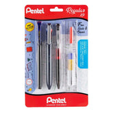 Pentel Regular Kit | Izee Click 4 in 1 Pen, Energel Gel Pen (0.7mm), Pentel 0.7mm 2B Mechanical Pencil | with 15cm Transparent Plastic Ruler and 2B Lead | Pack of 1