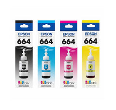 Epson All Colours (T6641-Black, T6642-Cyan, T6643-Magenta, T6644-Yellow) Ink Bottles 70 ml Each