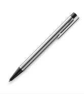 Lamy Logo Medium Tip Ball Point Pen | Matte Stainless Steel, Plastic Parts in Black | Smooth Refillable Pen with Lamy Giant Refill M 16 Black M