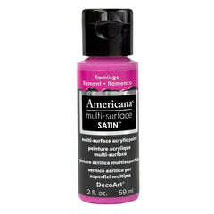 DECOART AMERICANA MULTI SURFACE SATIN ACRYLIC PAINT - 59 ML (2 OZ) - FLAMINGO (504)