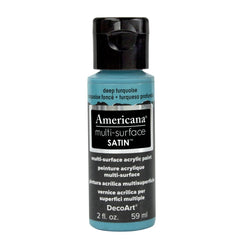 DECOART AMERICANA MULTI SURFACE SATIN ACRYLIC PAINT - 59 ML (2 OZ) - DEEP TURQUOISE (524)