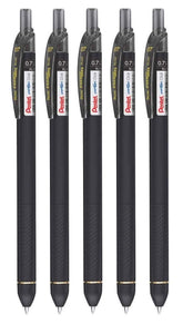 Pentel Energel Click Roller Gel Pen By DTL Company (Black, 5 Pcs)