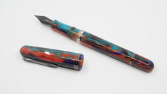 GIOIA Stub Nib Fountain Ink Pen | Metis Iridi | Resin Barrel & Cap with Nib and Trims | Piston Filler