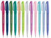 Pentel Brush Sign Pen Ses15C-12 Pastel Colours,Assorted