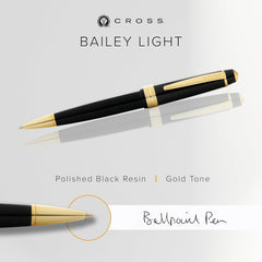 Cross Bailey Light Black Resin Ballpoint Pen With Gold Plate Appts (NCRAT07429,Not assigned,Not assigned)