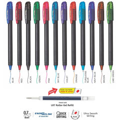 Pentel Energel 0.7Mm Metal Tip Roller Gel Pen (Multicolour Set Of 12) With Free Pen By Dtl Company.