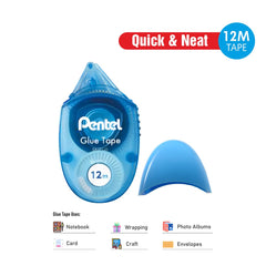 Pentel Transparent Glue Tape | Non-Toxic & Strong Adhesive Tape | 12M Long Lasting Tape | 6mm x 12m | Pack of 2