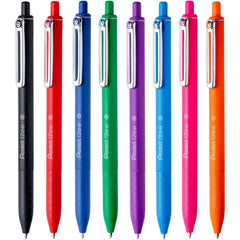 Pentel IZee Click 0.7 MM Retractable Ball Point Pen | Honeycomb Grip for Better Control & Stress-Free Writing | Metal Clip for Professional Look | Blue, Pack of 8 (BX467)