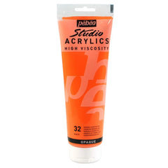 PEBEO HIGH VISCOSITY STUDIO ACRYLICS - CADMIUM ORANGE HUE (32) - TUBE OF 250 ML