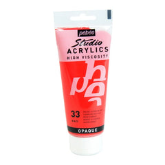PEBEO HIGH VISCOSITY STUDIO ACRYLICS - CADMIUM RED HUE (33) - TUBE OF 100 ML