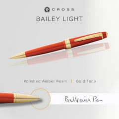 Cross Bailey Light Polished Amber Resin and Gold Tone Ballpoint Pen AT0742-13