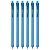 Pentel Energel Click BL437R2 0.7mm Retractable Gel Pen | Slim, Rubberized, Matt Barrel with Built-In Molded Grip (Blue Ink, 6)