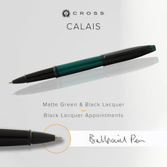 Cross Calais Matte Green and Black Lacquer Rollerball Pen