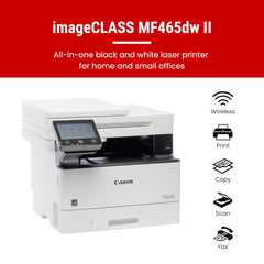 Canon imageCLASS MF465dw II Wireless Monochrome Laser Printer for Duplex Printing, White – Home Office, Small Office Printer with Print/Copy/Scan/Fax, 3 Year Limited Warranty, 42 PPM