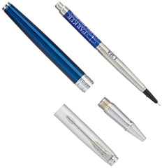 Parker Aster Silver Blue Chrome Trim Roller Ball Pen