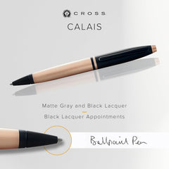 Cross Calais Brushed Rose Gold Plate and Black Lacquer Ballpoint Pen AT0112-27