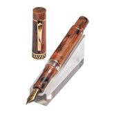 GIOIA Fine Nib Fountain Ink Pen | Bellevista Terra Di Napoli | Red Resin Barrel & Cap with Gold Plated Nib and Trims | Piston Filler