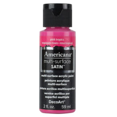 DECOART AMERICANA MULTI SURFACE SATIN ACRYLIC PAINT - 59 ML (2 OZ) - PINK TROPICS (561)