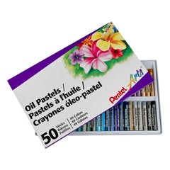 Pentel Arts Water Proof Oil Pastel|Set of 50 Vibrant Shades Soft Oil Pastel Crayons|Bright&Smooth Drawing Sticks|Easy Blendable Oil Pastel Kit for Artist&Kids (Phn50)|Multicolor