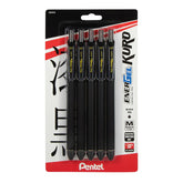 Pentel EnerGel Kuro Liquid Gel Pen, (0.7mm) Medium Line, Black Ink, Pack of 5
