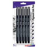 Pentel Pointliner Drawing Pen | Durable Tip & Acid Free Ink | Water And Fade Resistant Pigment Ink | Set Of 5 Pcs (0.03/0.05/0.1/0.2/0.3) | Black (S20P)