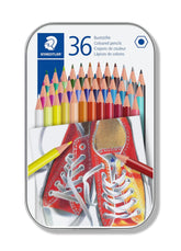 STAEDTLER Coloured Hexagonal Pencils in metal box packing of 36 coloured pencils 175 M36