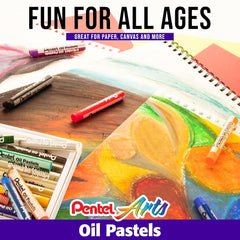 Pentel Arts Water Proof Oil Pastel|Set of 50 Vibrant Shades Soft Oil Pastel Crayons|Bright&Smooth Drawing Sticks|Easy Blendable Oil Pastel Kit for Artist&Kids (Phn50)|Multicolor