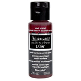 DECOART AMERICANA MULTI SURFACE SATIN ACRYLIC PAINT - 59 ML (2 OZ) - DARK SCARLET (508)