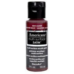 DECOART AMERICANA MULTI SURFACE SATIN ACRYLIC PAINT - 59 ML (2 OZ) - DARK SCARLET (508)