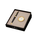 Sheaffer Gift Set 300 Ballpoint Pen with Table Clock Glossy Black with Gold Trims