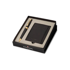 Sheaffer Gift Set 300 Ballpoint Pen with Credit Card Holder Glossy Black with Gold Trims