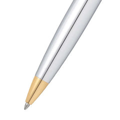 Sheaffer Gift Set 300 Ballpoint Pen with Credit Card Holder Bright Chrome with Gold Trims