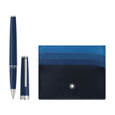 Montblanc 128956 Gift Set PIX Rollerball Pen With Meisterstück Credit Card Holder - Blue With Gold Trims