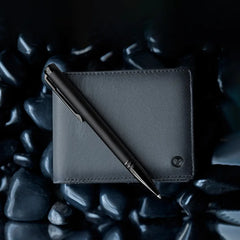 Lapis Bard Gift Set Torque Ballpoint Pen with Ducorium Graphite Wallet Black with Black Trims