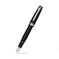 Sailor Professional Gear Slim Fountain Pen (14K Medium) Black with Rhodium-plated Trims