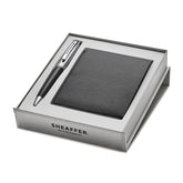 Sheaffer Set 9314 Gift 300 Ballpoint Pen - Glossy Black Barrel Chrome Cap with Chrome-Plating and Slim Wallet